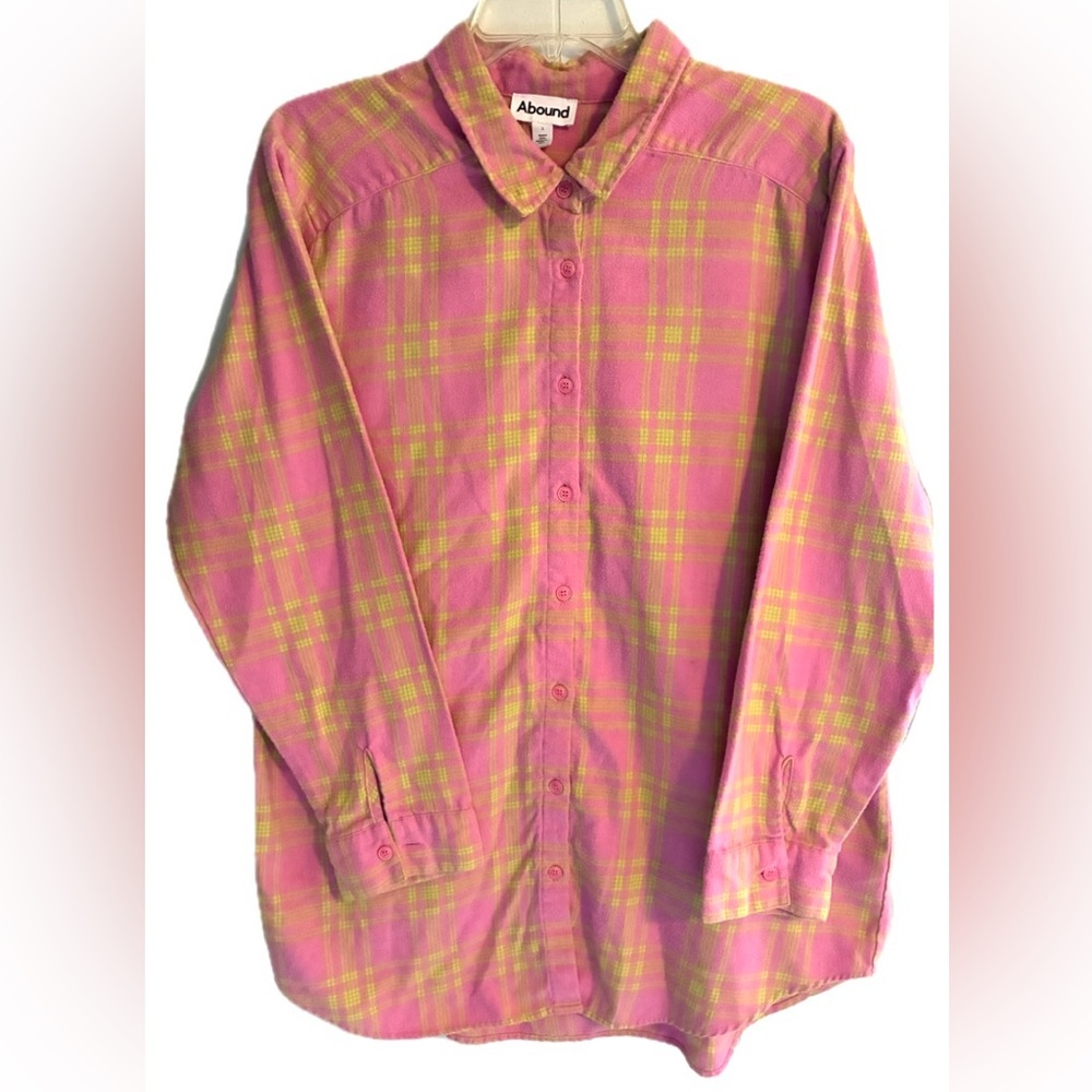 Women’s Abound Flannel shirt Women’s pink flannel size L Pink & Yellow flannel